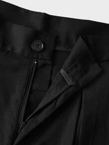 AXEPEAK Plus Size Men's Solid Color Casual Pants - Black - View 5