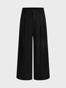 AXEPEAK Plus Size Men's Solid Color Casual Pants - Black - View 2