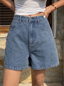 DAZY Women Loose Casual Distressed Denim Shorts, Summer New Arrival Jorts - Medium Wash - View 5