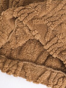 SHEIN 兒童青少年男孩毛絨連帽字母刺繡寬鬆衛衣，適合秋冬上學、運動、外出、聚會，百搭百用 - 卡其色 - 查看 7