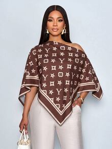 SOLERSUN 性感優雅女款棕色印花襯衫，適合休閒、上班、派對與早午餐 (夏季/) - 棕色 - 查看 7