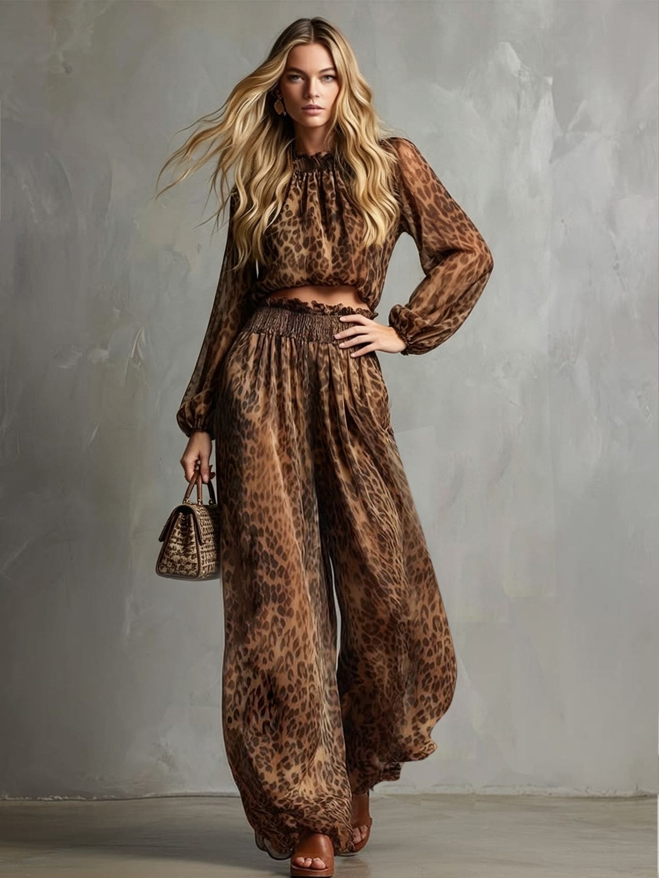 SHEIN Holidaya Women Two-Piece Outfits Night Out Date Night Brown Autumn - Apricot - View 1