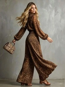 SHEIN Holidaya Women Two-Piece Outfits Night Out Date Night Brown Autumn - Apricot - View 2