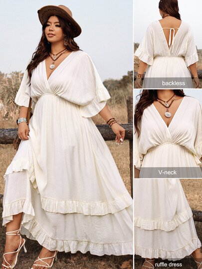 white bohemian dress amazon Ceyna Plus Size Casual Vacation Tie Front Dress, Versatile For Spring/Summer Women White Tiered Dress Dress For Women Boho White Dress White Country Dress Bohemian Dresses For It is made in Women dress Sherri Hill Prom Dress Primary color:Brown