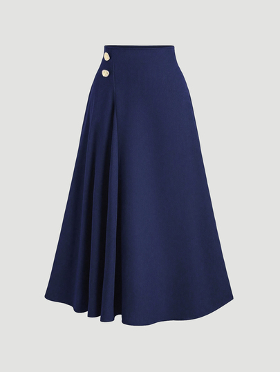 Sweetra Women's Elegant Commuter Vibe A-Line Skirt, Draping Design Slimming Effect, Suitable For Spring & Autumn