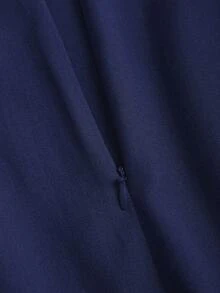 Sweetra Falda línea A elegante y cómoda para mujer, diseño drapeado con efecto estilizante, adecuada para primavera y otoño - Azul Marino - Ver 5