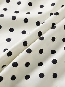 SHEIN Young Girls' Polka Dot Print Short Sleeve Top & Wide Leg Pants Set, Casual Comfy Two Pieces Outfit For Daily Wear - White - View 9