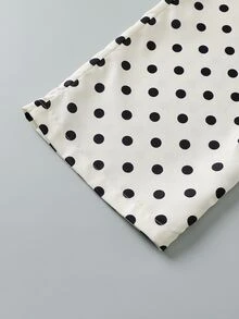 SHEIN Young Girls' Polka Dot Print Short Sleeve Top & Wide Leg Pants Set, Casual Comfy Two Pieces Outfit For Daily Wear - White - View 12
