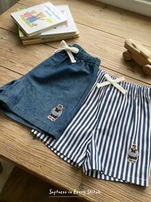 Cozy Pixies 2pcs/Set Baby Boy Cartoon Bear Drawstring Waist Casual Versatile Daily Wear Shorts - Multicolor - View 1