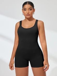 Rhythm Era Seamless High Elasticity Sports Fitness Jumpsuit, Fashionable Yoga Wear - Black - View 7