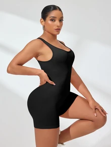 Rhythm Era Seamless High Elasticity Sports Fitness Jumpsuit, Fashionable Yoga Wear - Black - View 3