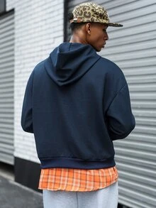 Major Grit 男士年輕街頭休閒運動風華夫格針織運動衫 - 藏蓝色 - 查看 2