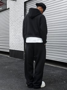 Major Grit Men's Letter Graphic Zip-Up Hoodie And Sweatpants Set - Black - View 2