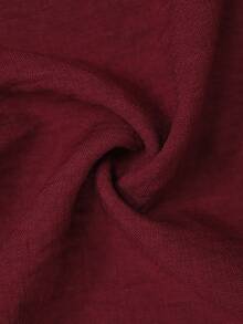 SHEIN LUNE 女款夏季復古刺繡立領短袖襯衫，白色溫柔風V領花卉上衣，修身百搭通勤度假風 - 酒紅色 - 查看 6