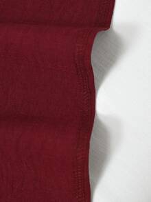 SHEIN LUNE 女款夏季復古刺繡立領短袖襯衫，白色溫柔風V領花卉上衣，修身百搭通勤度假風 - 酒紅色 - 查看 5