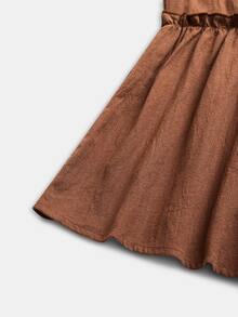 SHEIN LilyWest Blus Katun Renda Wanita Terbaru Musim Gugur/Dingin - Coklat - View 5