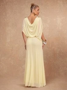 Lumalex Soft Flowy Comfortable Mesh Metal Buckle Decor Criss-Cross Long Dress Going Out Vacation Outfits Cruise Outfit For Women - Light Yellow - View 7