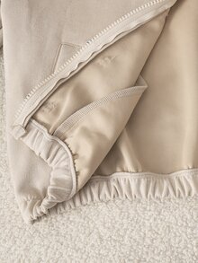SHEIN Reset Phase Tween Girl Jacket Frog Button Mandarin Collar Side Stripe Zip Up Track Coat Sporty Casual Long Sleeve Bomber Outwear Clothes For Spring Autumn Fall - Apricot - View 5