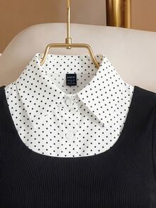 SHEIN Franclia 黑色針織與白色梭織拼接洋裝，柔軟且有結構感，修身俏皮，適合極簡通勤與春節假期，日常穿著與聚會皆宜，一件洋裝多場合穿搭 - 彩色 - 查看 5