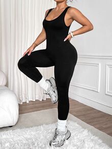 Slayform Women's Plus Size Casual Daily Outdoor Sports Jumpsuit - Black - View 2