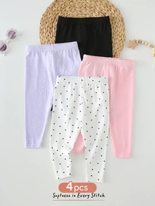Cozy Pixies 4pcs Baby Girl Soft Knit Elastic Waist Pants Set - Multicolor - View 7