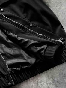 AXEPEAK Men Colorblock Zip Up Jacket - Black - View 7