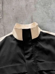 AXEPEAK Men Colorblock Zip Up Jacket - Black - View 4