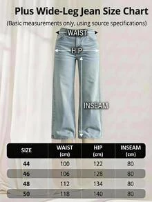 SHEIN بنطلون جينز مقاس كبير بخصر عالي وأسلوب كاجوال، غسيل أزرق فاتح، قصة عادية، أزرار أمامية، ساق واسعة، مناسب للعطلات والنادي والصيف - أزرق فاتح - مشاهدة 4