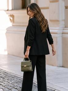 Ellevyn Shawl Collar Solid Blazer In Fall/Winter - Black - View 3