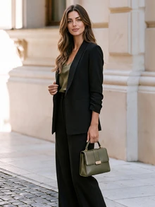 Ellevyn Shawl Collar Solid Blazer In Fall/Winter - Black - View 7