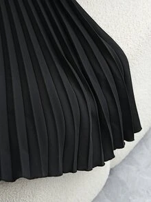 Rosivaux Elegant Black Summer Sleeveless Pleated Midi Dress With Bow Neckline,Perfect For Day Party,Work,Formal Occasions,Graduation And Professional Women - Black - View 7