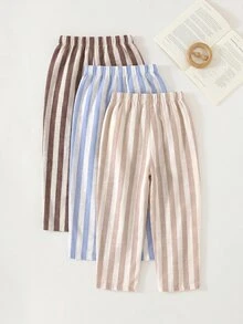 Cozy Pixies Young Boy & Young Girls Decorative Ribbon Elastic Waist Long Pants 3 Pieces Set, Versatile & Comfortable, Suitable For Outings, Street Style, Parties - Multicolor - View 2