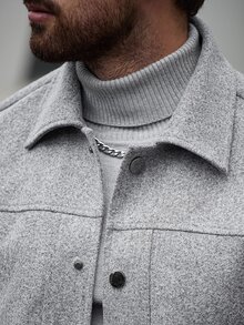 Manfinity CasualCool Men's Autumn/Winter Casual Overcoat - Light Grey - View 3
