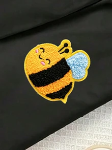 (1 Set) Autumn/Winter Young Girl Fresh Minimalist Cute Cartoon Bee Pattern Basic Crew Neck Sweatshirt With Leggings - Multicolor - View 7
