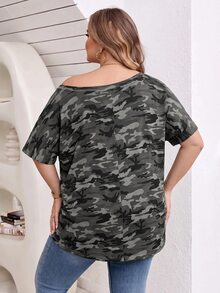 SHEIN CURVE+ Casual Simple Solid Color Plus Size Women's T-Shirt, Suitable For Spring And Summer Wear - Multicolor - View 2