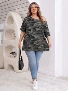 SHEIN CURVE+ Casual Simple Solid Color Plus Size Women's T-Shirt, Suitable For Spring And Summer Wear - Multicolor - View 6