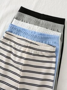 Cozy Pixies 5件裝男嬰柔軟針織彈性腰長褲，百搭舒適 - 彩色 - 查看 4