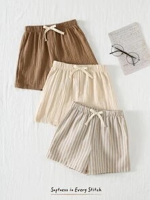 Cozy Pixies Set de 3 pantalones cortos con cintura elástica y cinta decorativa para niño, versátil y cómodo - Multicolor - Ver 7