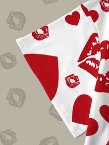 Betty Boop x SHEIN Plus Size Lip Print Heart Cartoon Graphic T-Shirt - White - View 6