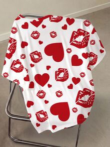 Betty Boop x SHEIN Plus Size Lip Print Heart Cartoon Graphic T-Shirt - White - View 2