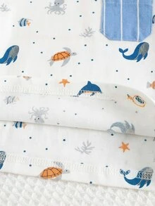Cozy Pixies Bộ 2 món cho bé trai, gồm áo polo tay ngắn cổ bẻ và quần short cạp chun in hình động vật hoạt hình, chất liệu mềm mại. - Nhiều màu - Xem 9