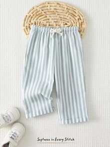 Cozy Pixies Baby Boy Elastic Waist Striped Pants, Versatile & Comfortable,Kids - Green - View 6