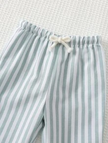 Cozy Pixies Baby Boy Elastic Waist Striped Pants, Versatile & Comfortable,Kids - Green - View 3