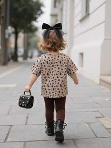Cozy Pixies Baby Girls Cute Cartoon Rabbit & Bear Print Short Sleeve T-Shirt Set - Multicolor - View 5