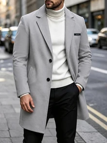 Manfinity Mode Men's Solid Color Casual Long Sleeve Jacket With Pocket Design, Suitable For Daily Commute Wear, Also An Ideal Gift For Boyfriend And Husband - Grey - View 3