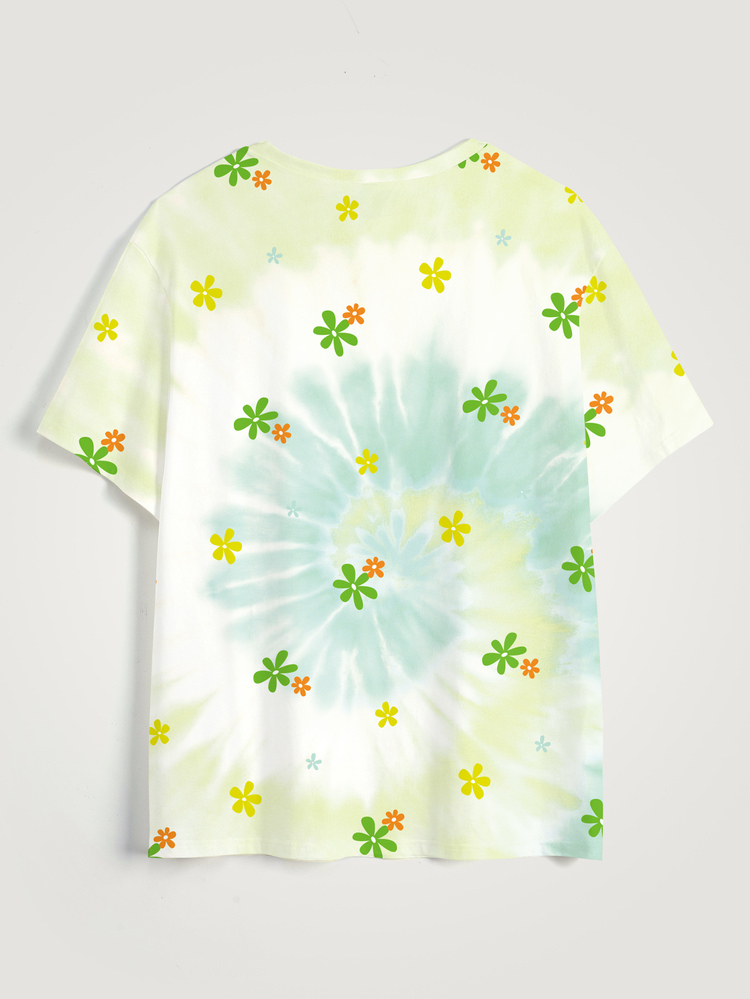 SCOOBY-DOO X SHEIN DOO Plus Size Women Letter Floral Print Round Neck Short Sleeve Casual T-Shirt - White - View 5