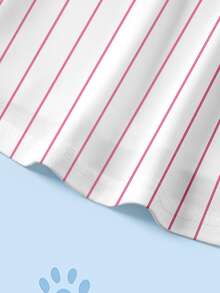 SHEIN | PAW Patrol Young Girl Cartoon Pattern Print Striped Short Sleeve Dress - White - View 8