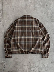 AXEPEAK Men's Plaid Letter Print Single-Breasted Casual Versatile Daily Travel Shirt - Multicolor - View 3