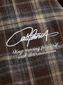AXEPEAK Men's Plaid Letter Print Single-Breasted Casual Versatile Daily Travel Shirt - Multicolor - View 4