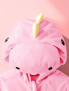 SHEIN Newborn Cute Funny Crystal Plush 3D Dinosaur Shaped Romper With Long Sleeve And Pants Fall Winter - Baby Pink - View 8